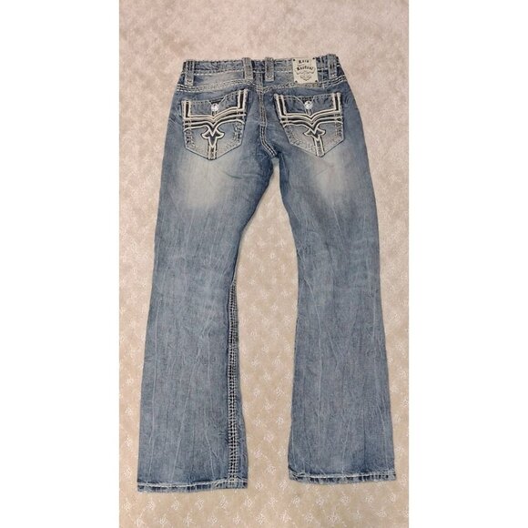 Rock Revival Jeans Size 31 x 30.5 Straight Fit Thick Stitch Buckle exclusive - Picture 3 of 5